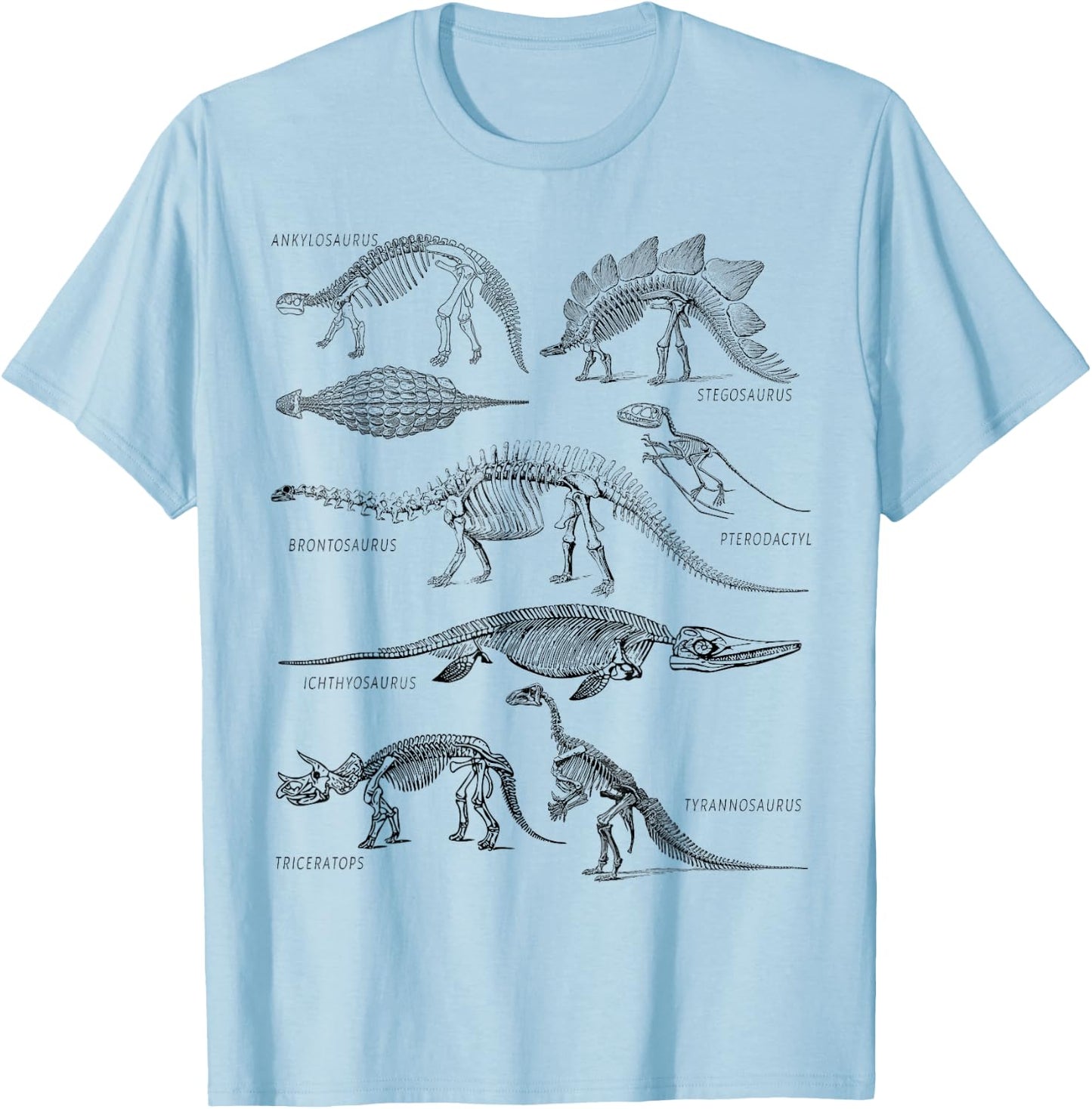 Dinosaur Skeleton Clothing Dino Vintage Paleontology Alt Art T-Shirt - T-Shirt | Light Blue