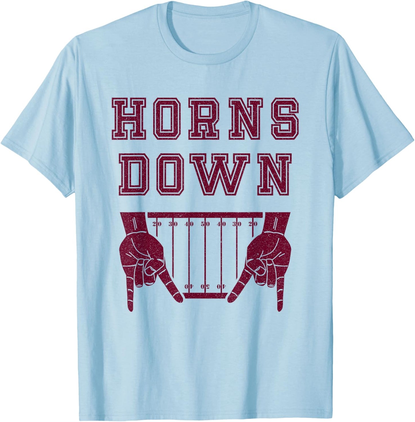 Horns Down Sign On Field T-Shirt - T-Shirt | Light Blue