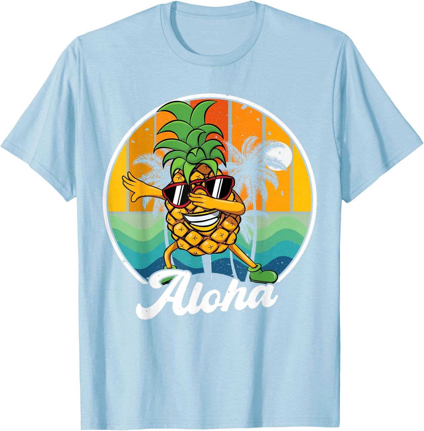 Hawaiian-Shirt Aloha Dabbing Pineapple Kids Boy Men Hawaii T-Shirt - T-Shirt | Light Blue