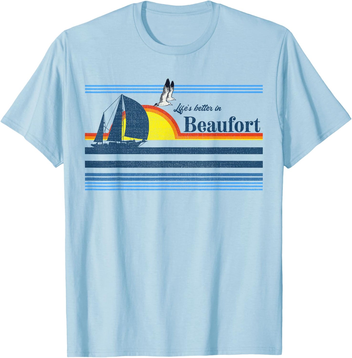 Beaufort North South Carolina NC SC Gift Beach Retro Vintage T-Shirt - T-Shirt | Light Blue
