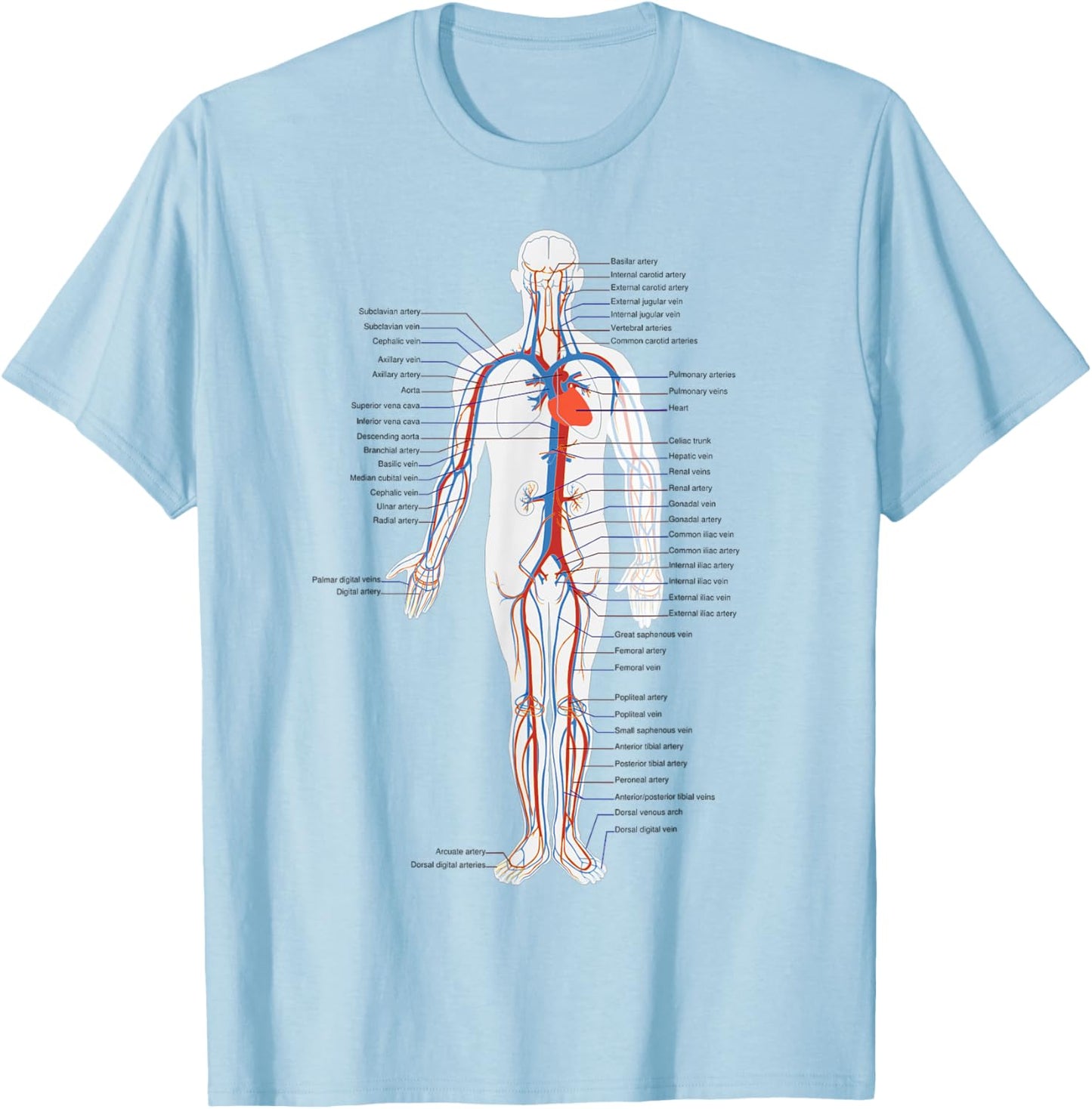 The Human Circulatory System Vascular System Anatomy Biology T-Shirt - T-Shirt | Light Blue