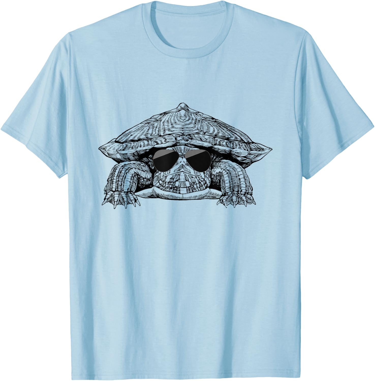 Red eared slider turtle with Sunglasses T-Shirt - T-Shirt | Light Blue