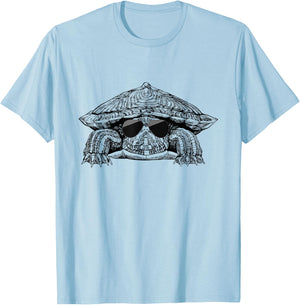 Red eared slider turtle with Sunglasses T-Shirt - T-Shirt | Light Blue
