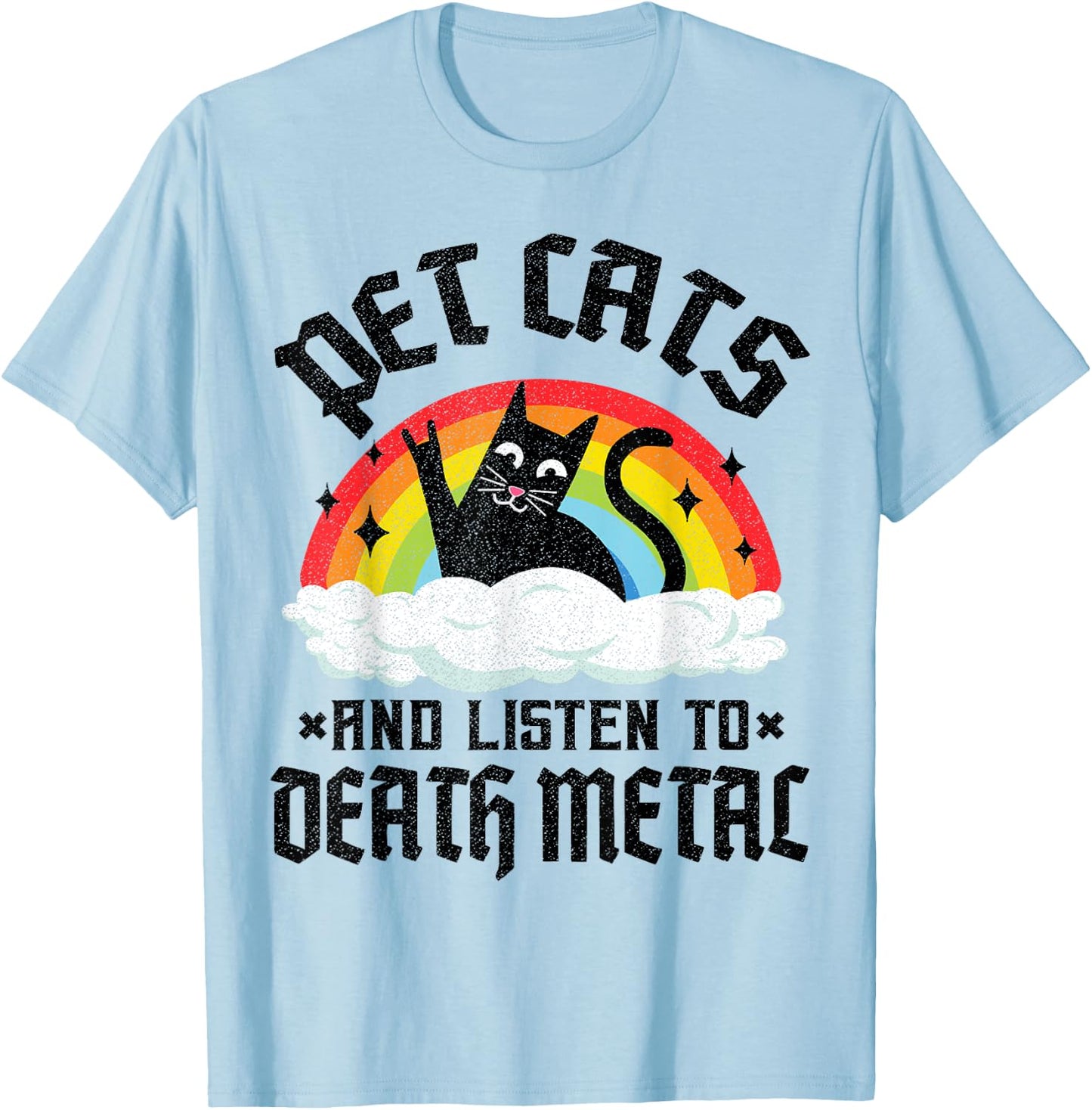 Pet Cats And Listen To Death Metal Kids Goth Heavy Metal T-Shirt - T-Shirt | Light Blue