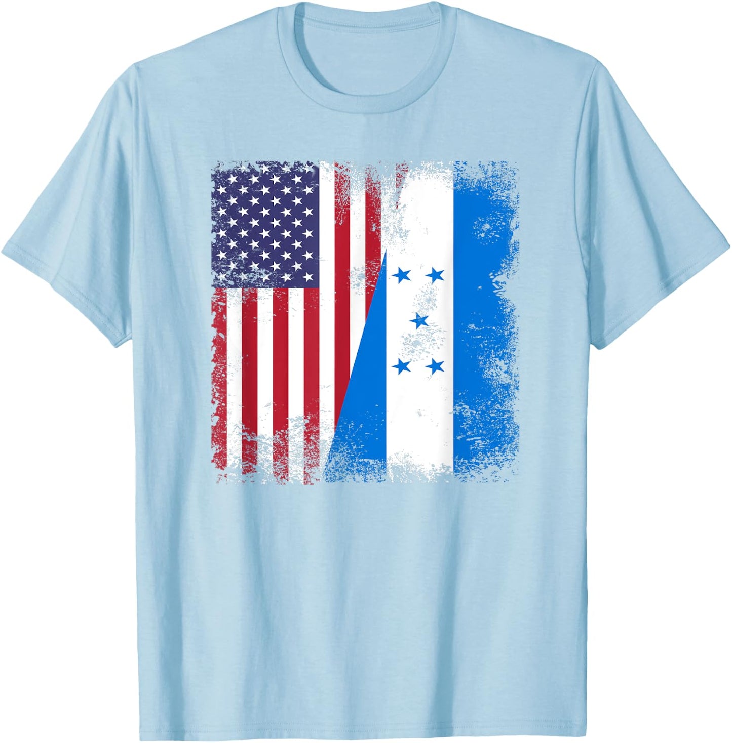Half Honduran Flag | Vintage Honduras USA Gift T-Shirt - T-Shirt | Light Blue
