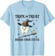 Trick Or Treat Brush Your Teeth Retro Witch Funny Halloween T-Shirt - T-Shirt | Light Blue
