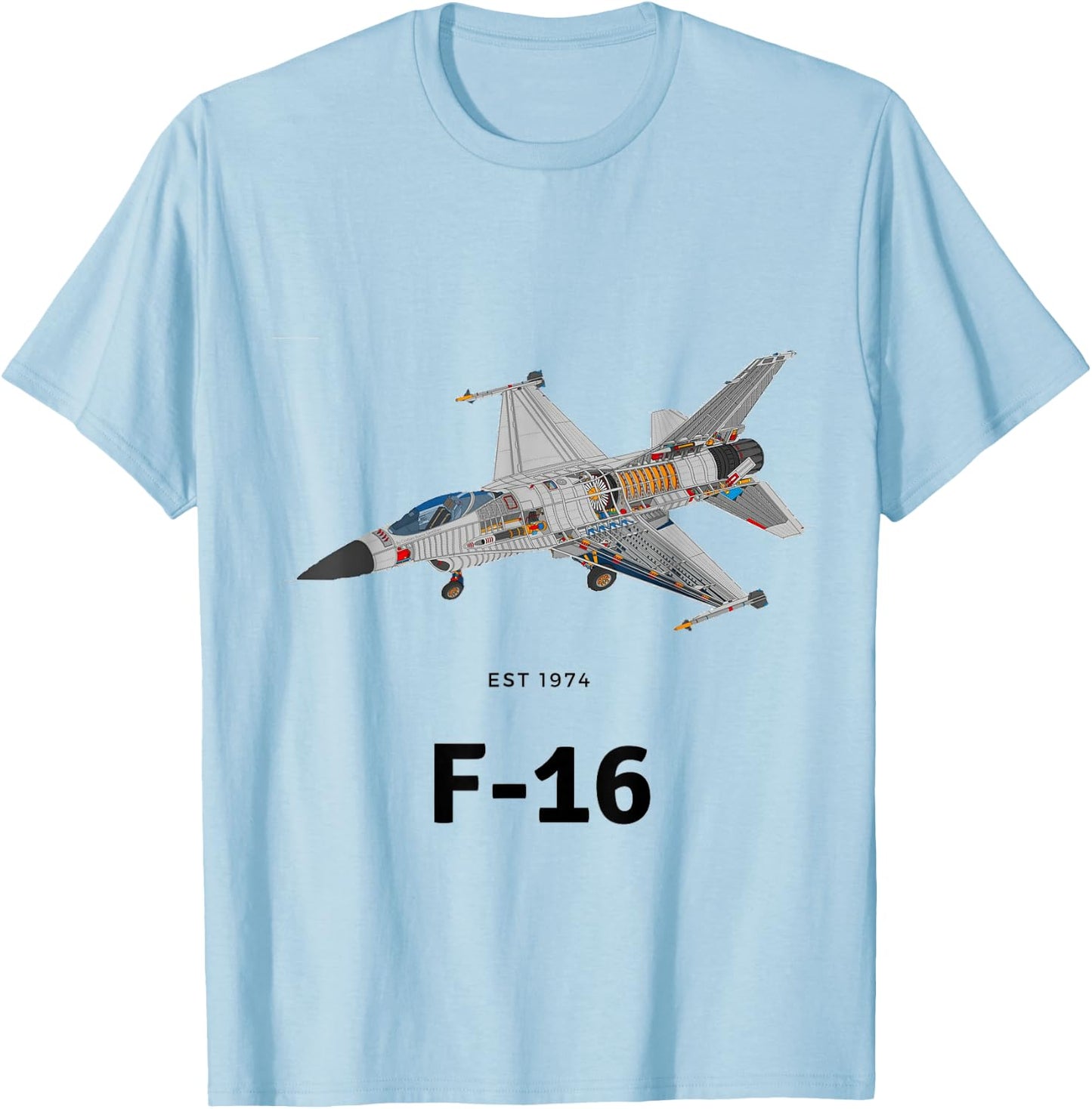 F-16 Fighter Pilot Jet Plane War Plane T Shirt T-Shirt - T-Shirt | Light Blue