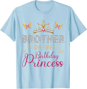Brother Of The Birthday Princess Birthday Party T-Shirt - T-Shirt | Light Blue