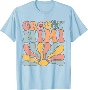 Groovy Retro Mimi Matching Family 1st Birthday Party T-Shirt - T-Shirt | Light Blue
