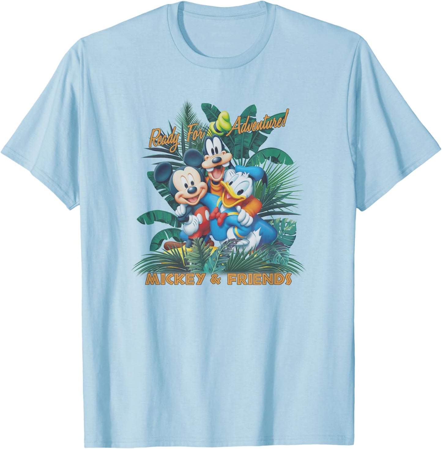 Disney Mickey Classic Adventure Group Tropical T-Shirt - T-Shirt | Light Blue