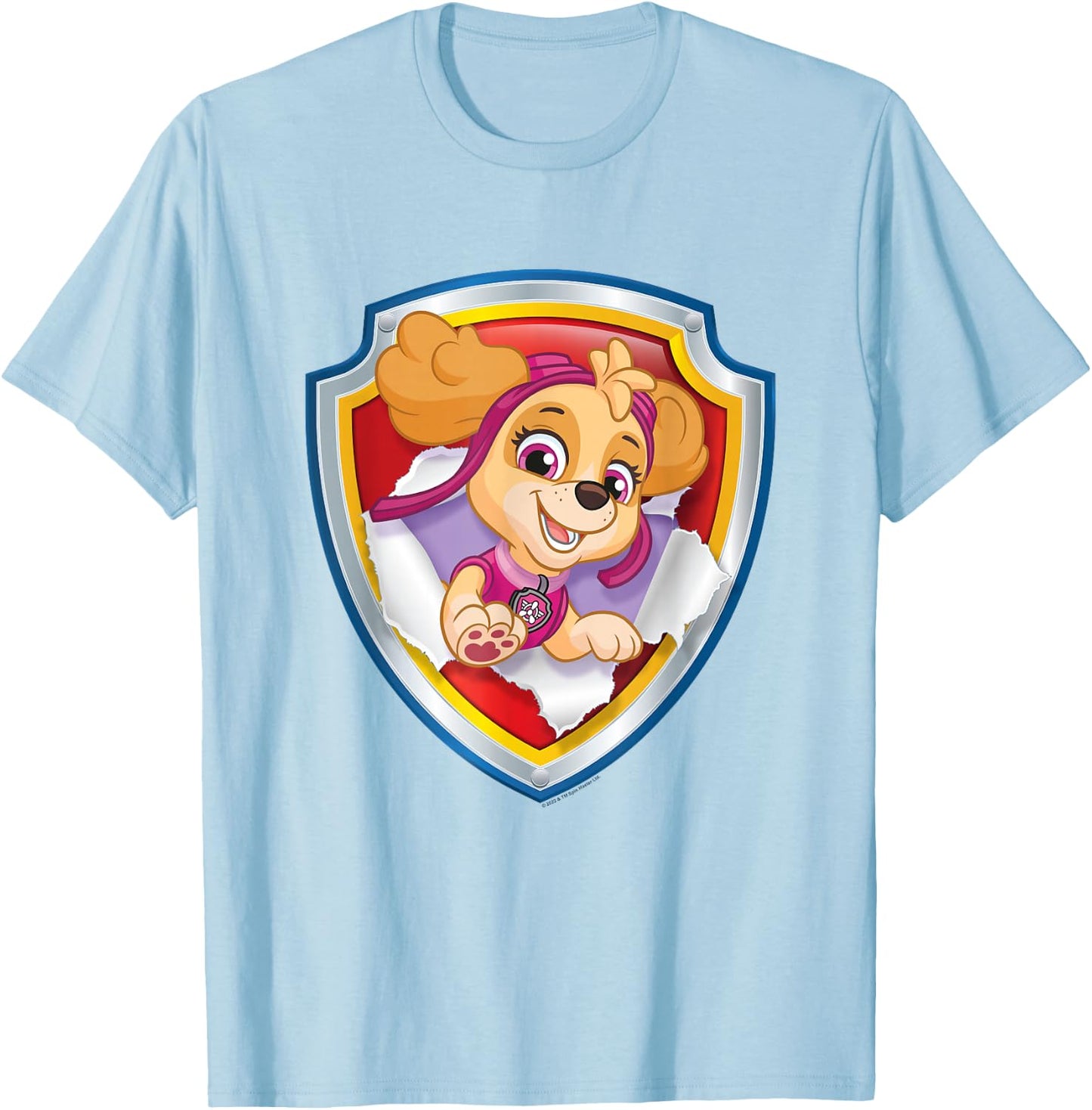 Paw Patrol Skye Torn Badge T-Shirt - T-Shirt | Light Blue