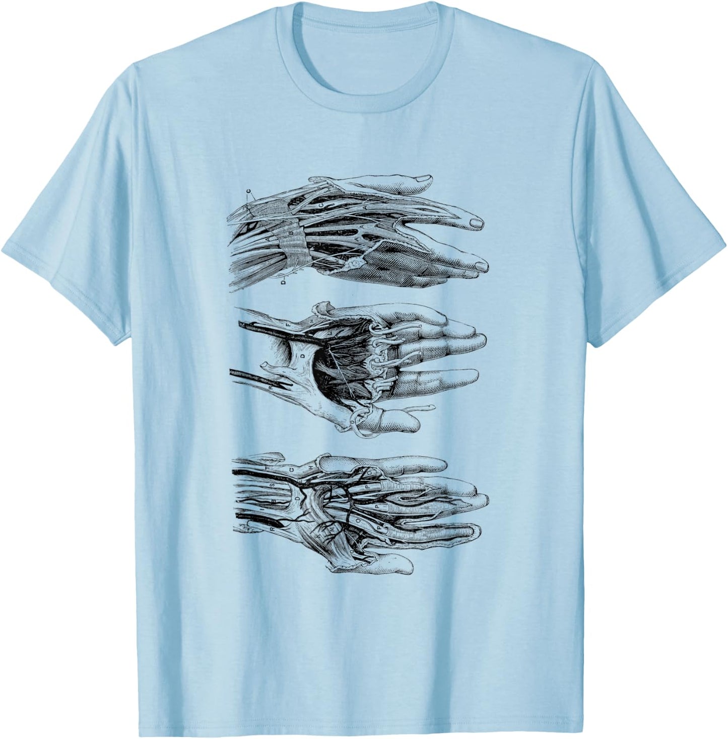 Arteries of the Human Hand Vintage Anatomy T-Shirt - T-Shirt | Light Blue