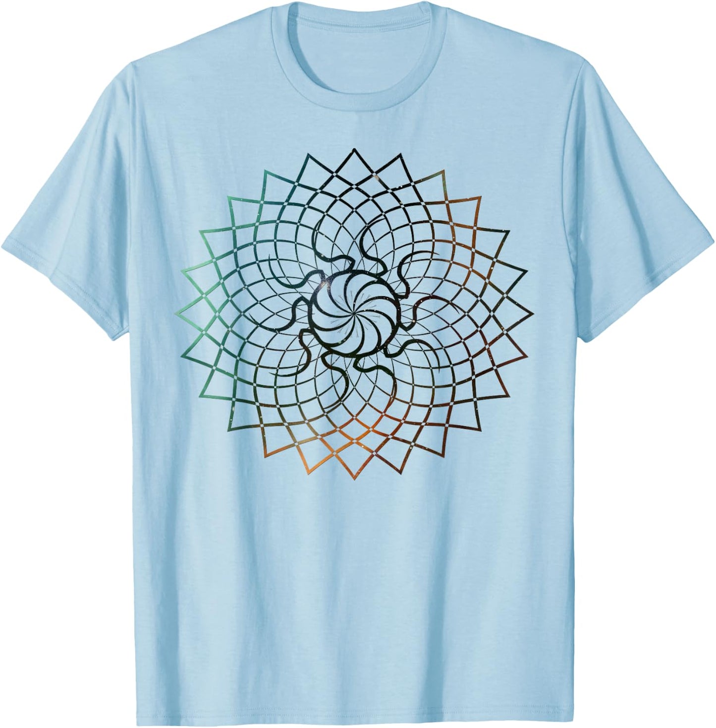Mandala Geometry Sacred Fractal Art Yoga Good Vibe T-Shirt - T-Shirt | Light Blue