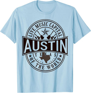 Live Music Capital of the World Austin Texas Souvenir T-Shirt - T-Shirt | Light Blue