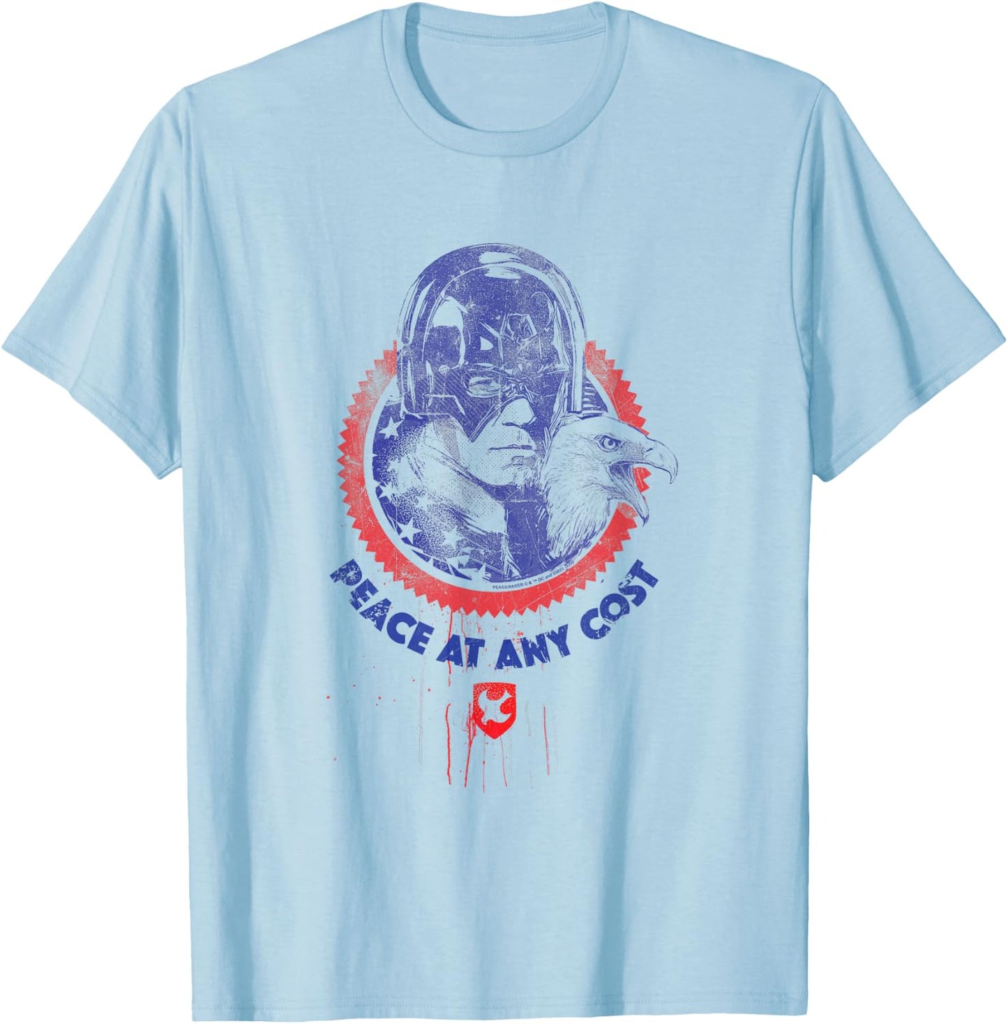 Peacemaker Peace At Any Cost Eagle Stamp T-Shirt - T-Shirt | Light Blue