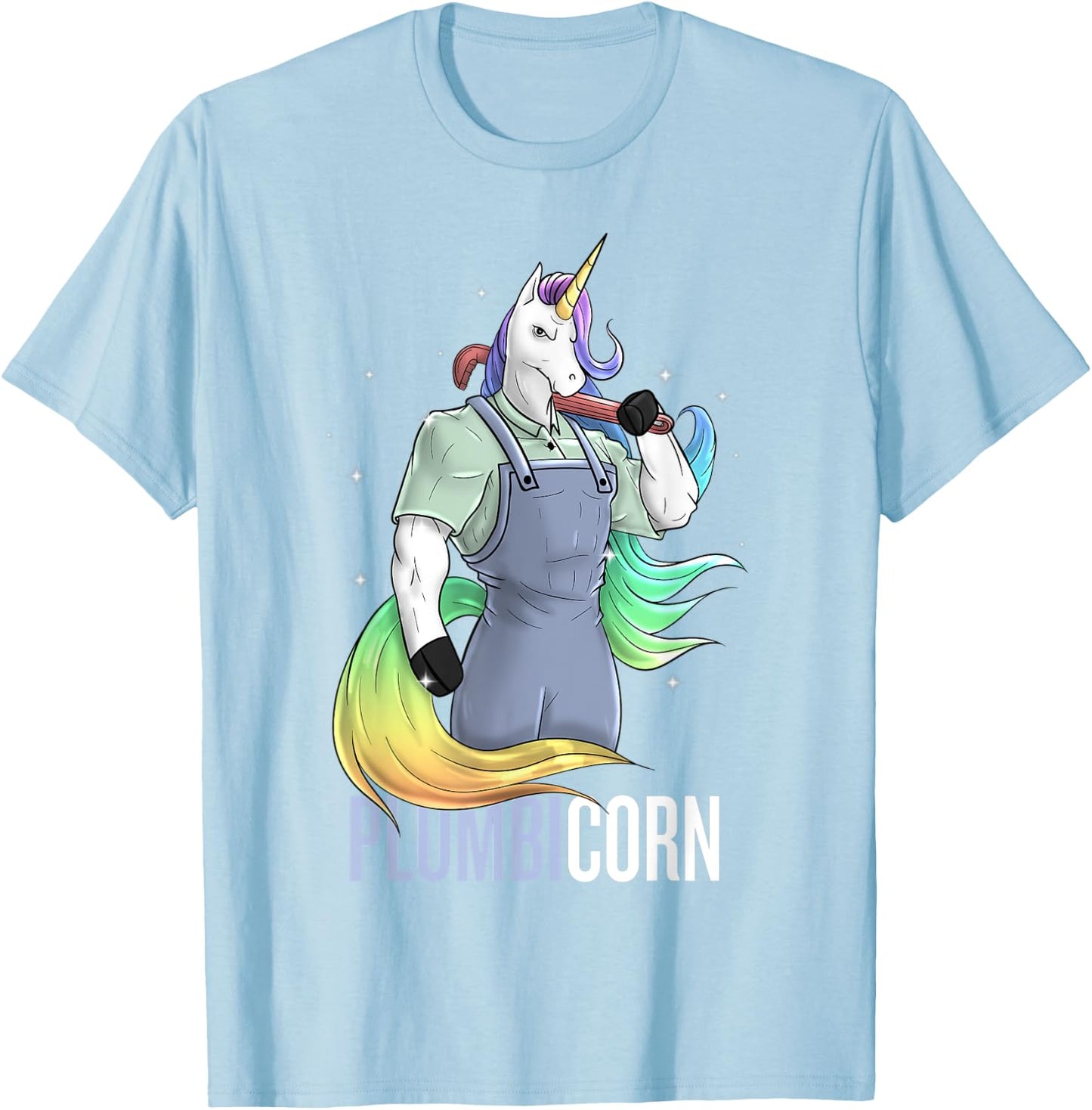 Plumber Unicorn Plumbicorn Plumbing Pun Handyman Funny T-Shirt - T-Shirt | Light Blue