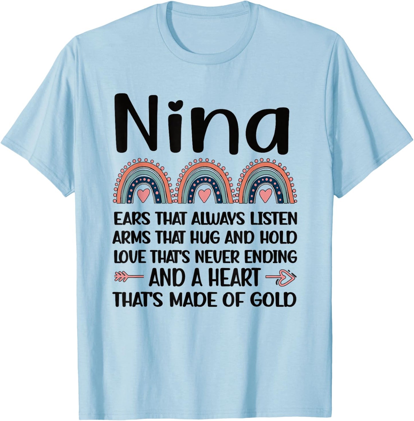 Nina Grandmother Appreciation Nina Grandma Rainbow T-Shirt - T-Shirt | Light Blue
