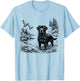 Vintage Black Labrador Duck Hunting Scene Sketch Landscape T-Shirt - T-Shirt | Light Blue
