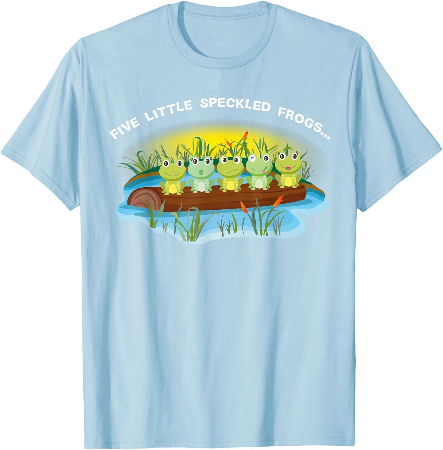 Five Little Speckled Frog unique Nursery Rhyme Green T-Shirt - T-Shirt | Light Blue