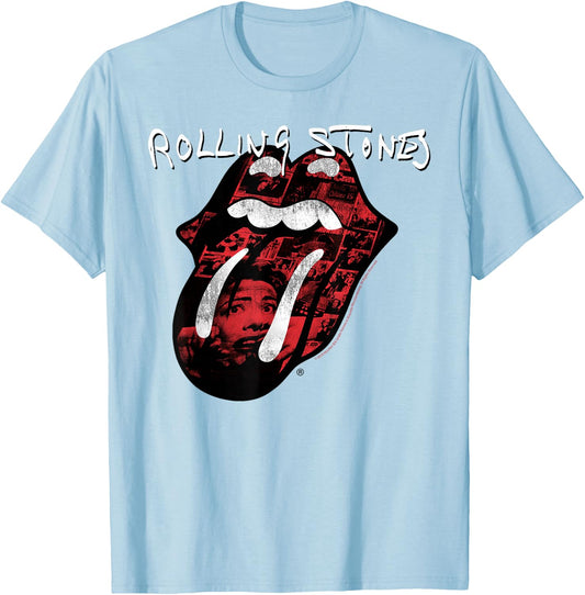 Rolling Stones Official Exile Tongue Photos T-Shirt - T-Shirt | Light Blue
