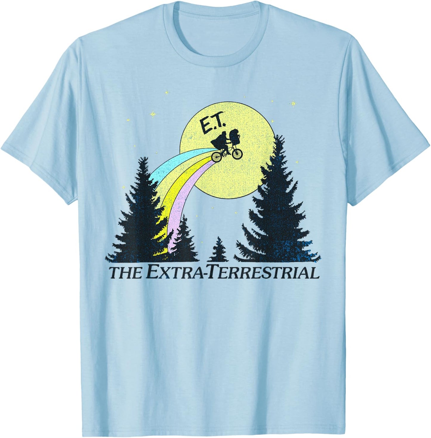 E.T. The Extra-Terrestrial Rainbow Bike Trail Sketch T-Shirt - T-Shirt | Light Blue