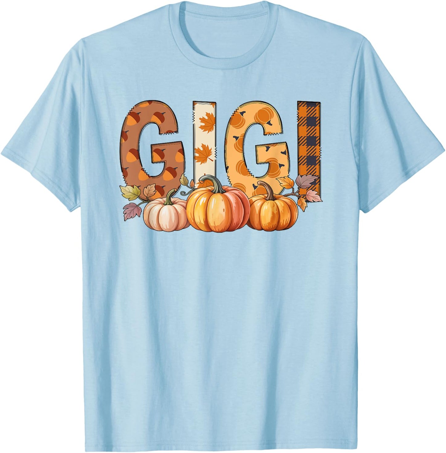 Gigi Pumpkin Autumn Fall Grandma Women's Men Women T-Shirt - T-Shirt | Light Blue