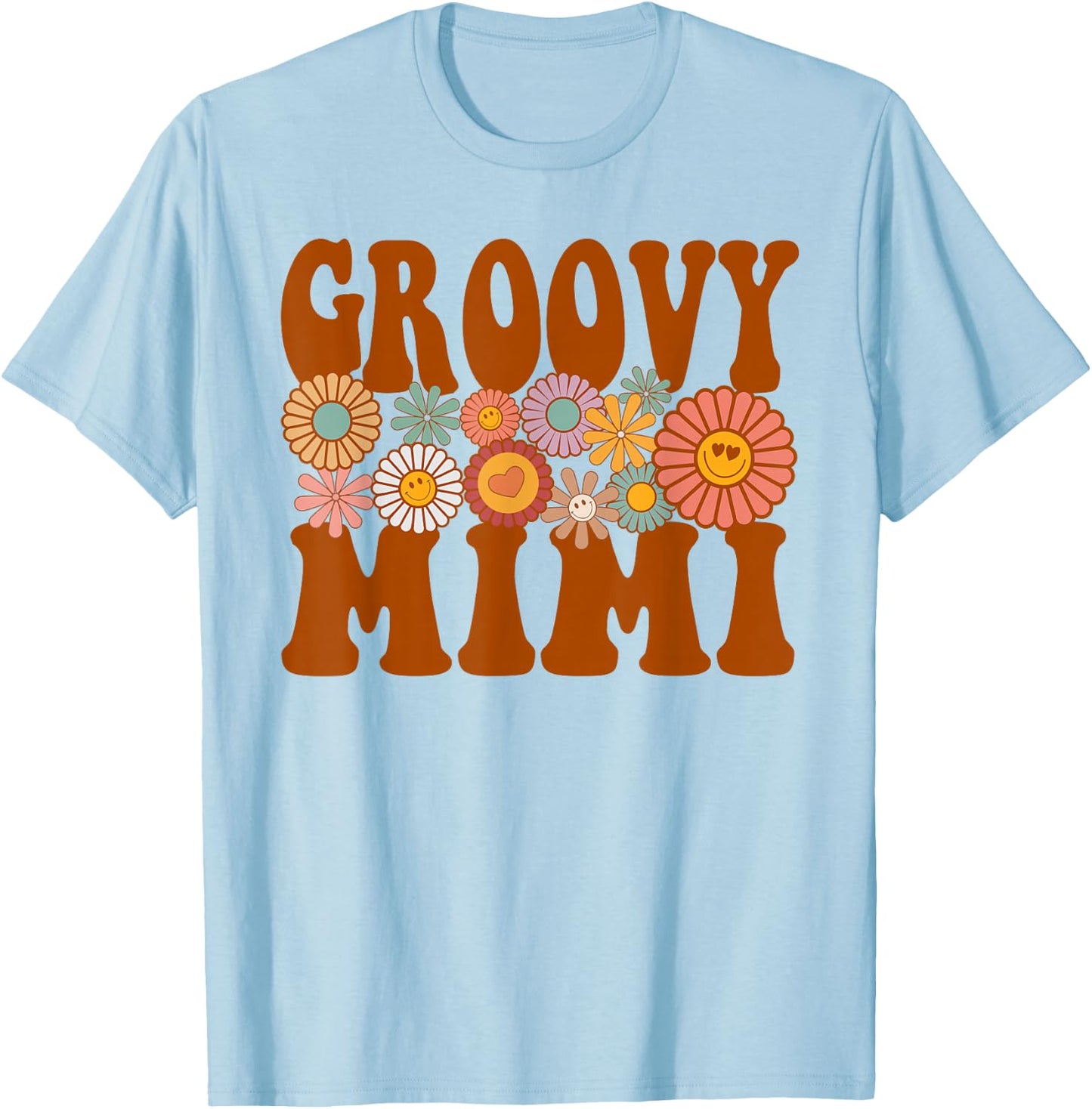 Retro Groovy Mimi Matching Family 1st Birthday Party T-Shirt - T-Shirt | Light Blue