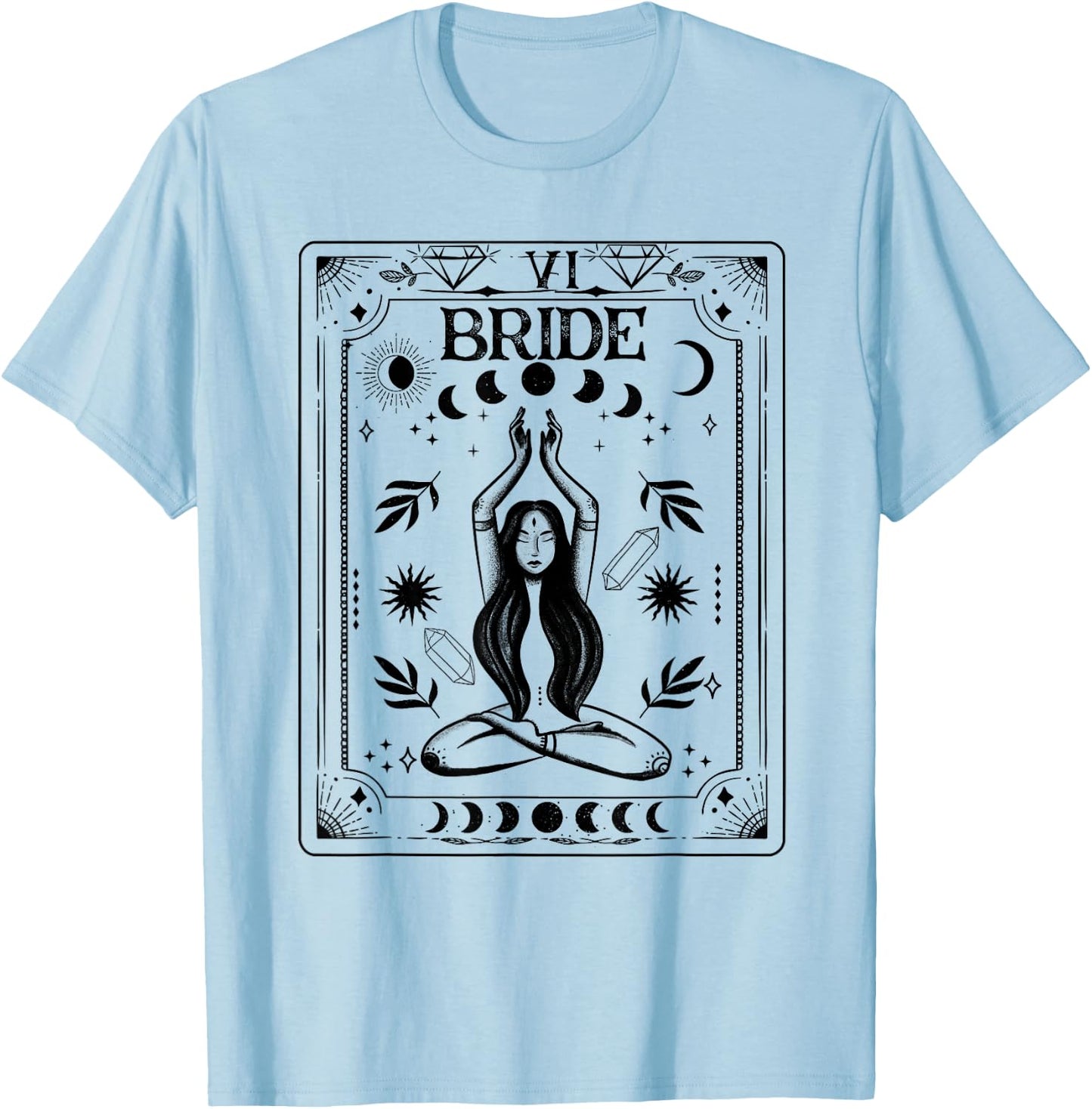 Witchy Bride Coven Tarot Celestial Gothic Bachelorette Party T-Shirt - T-Shirt | Light Blue