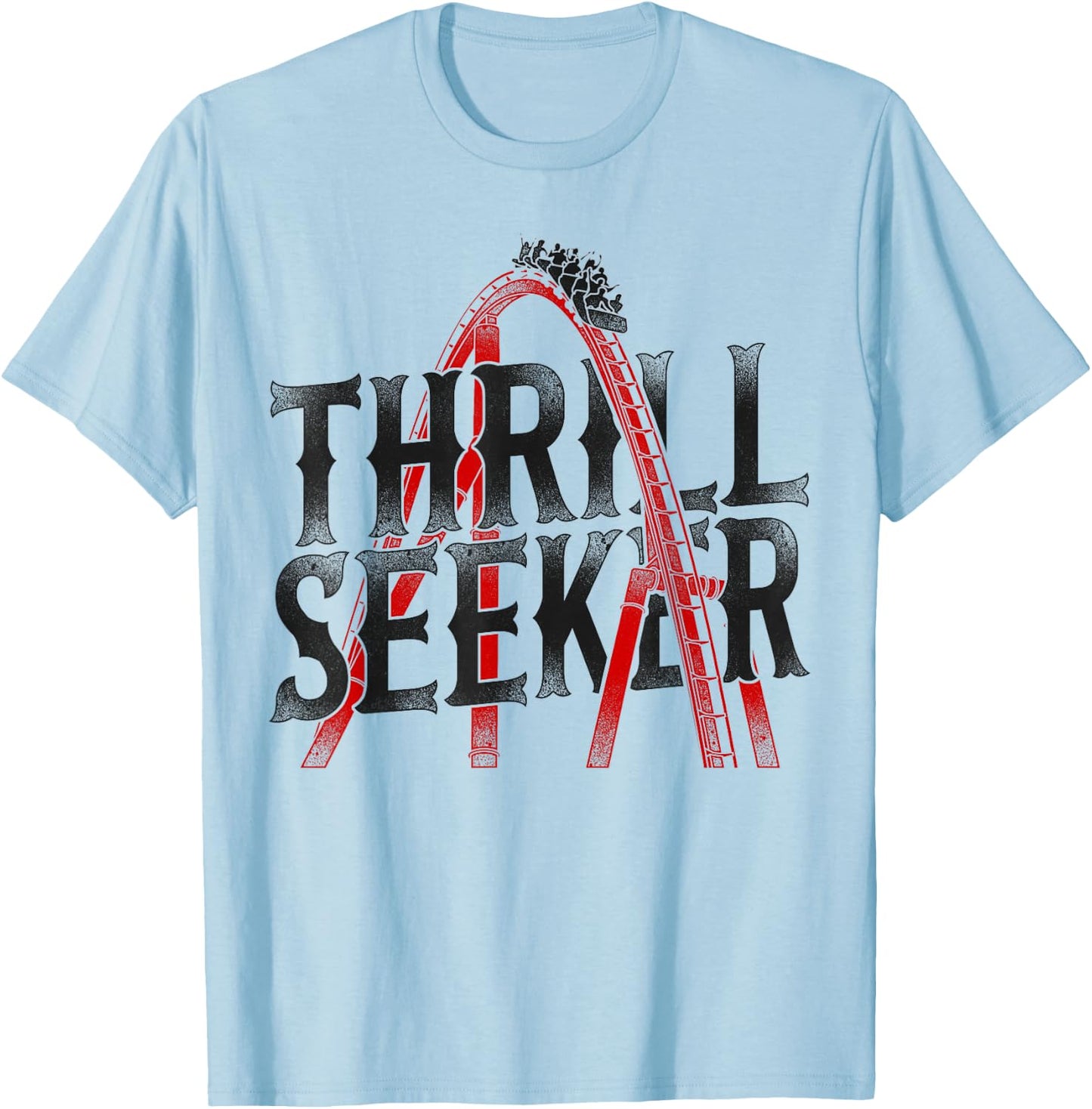 Roller Coaster Vintage Thrill Seeker T-Shirt - T-Shirt | Light Blue