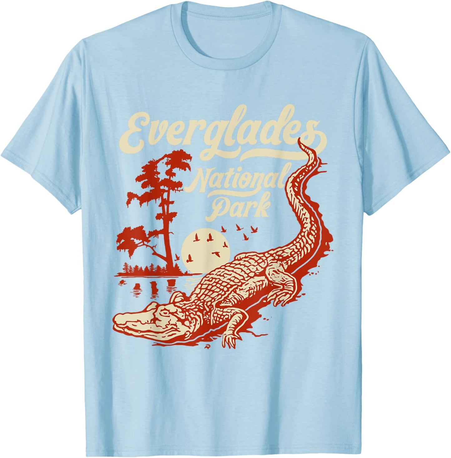 Everglades National Park Vintage Crocodile Alligator Florida T-Shirt - T-Shirt | Light Blue