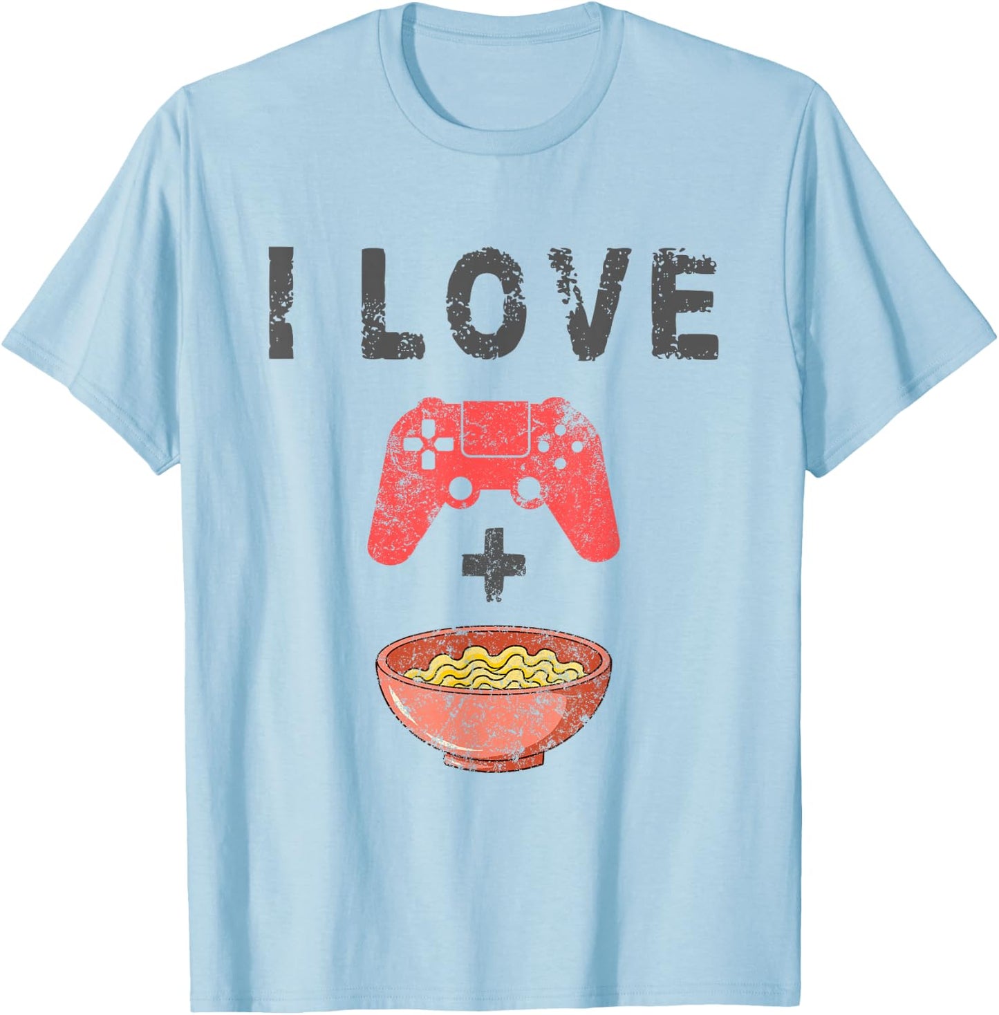 I Love Ramen and Gaming Funny Retro Noodles Gamer Small T-Shirt - T-Shirt | Light Blue