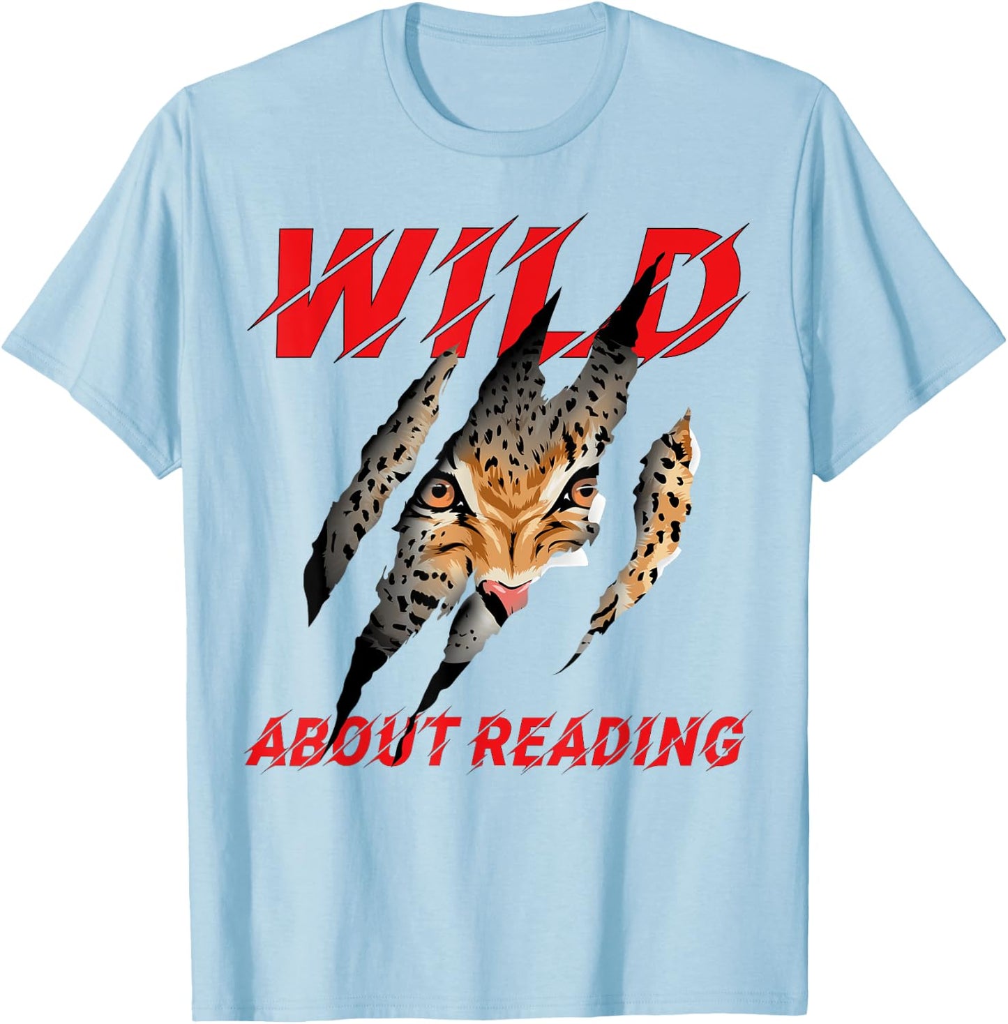 Wild About Reading Leopard Claw I Love Reading Book Lover T-Shirt - T-Shirt | Light Blue