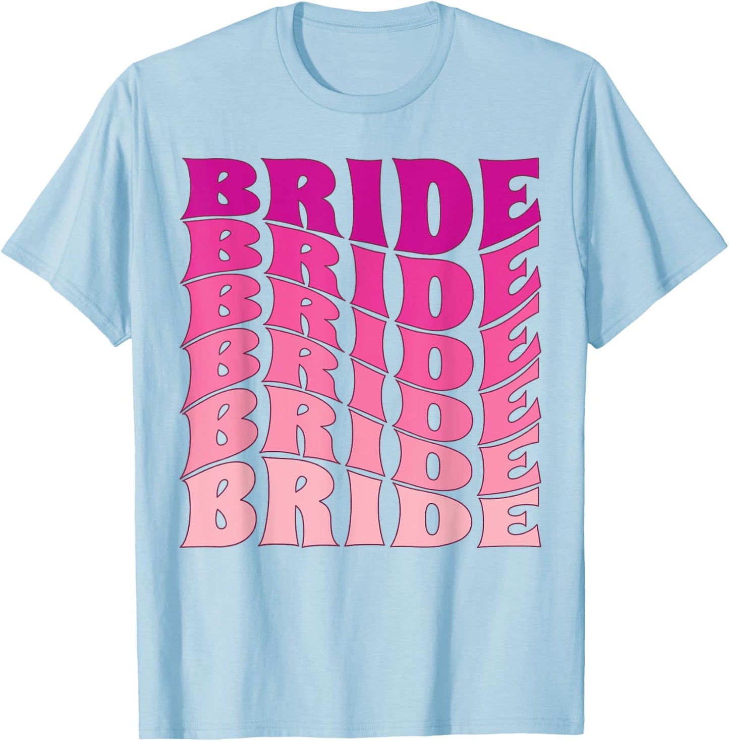 Bride Bachelorette Party Wedding Bridal, Retro Groovy Bride T-Shirt - T-Shirt | Light Blue