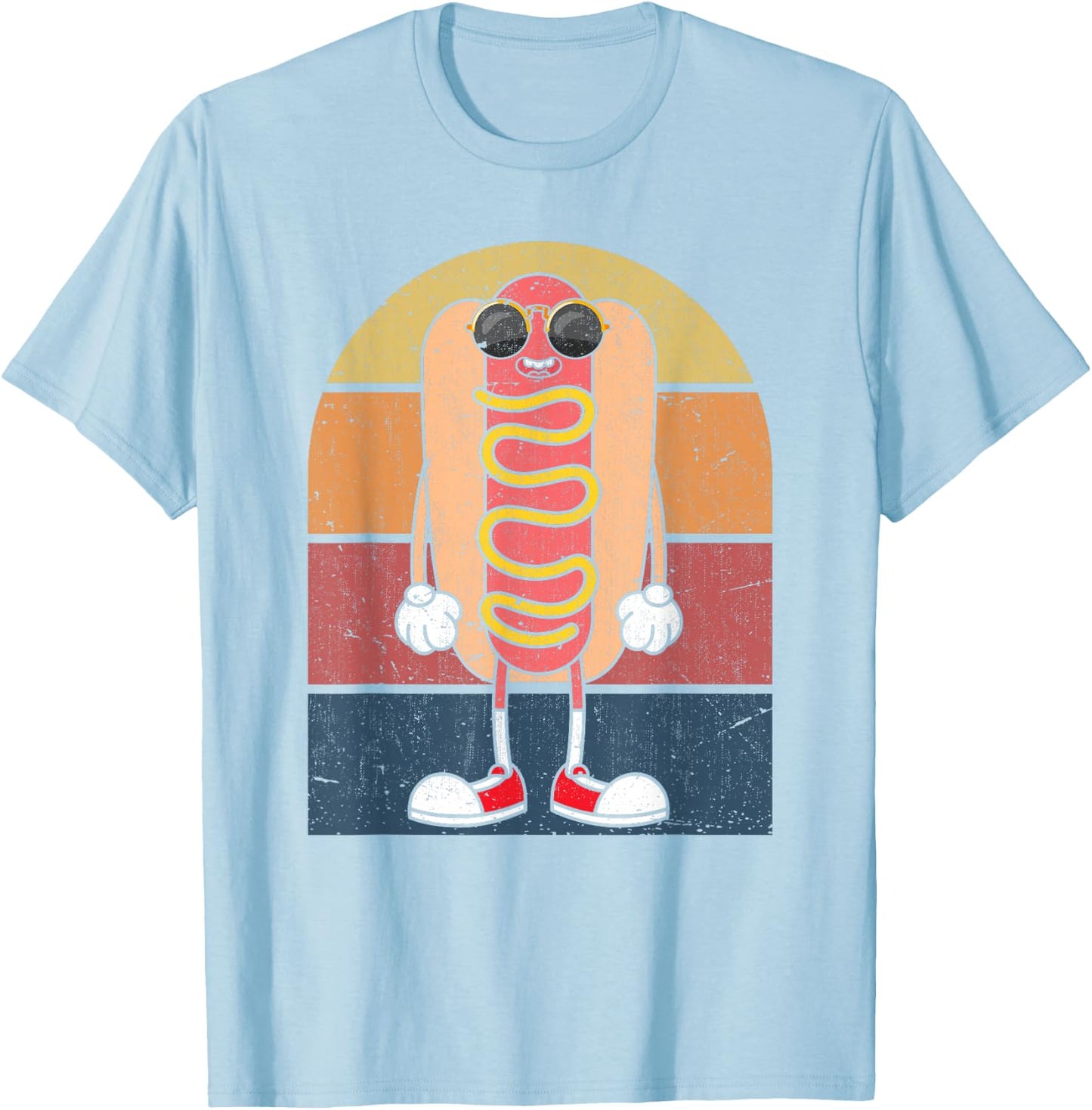 Cool Hot Dog Fast Food Sunglasses Weiner Foodie Retro Hotdog T-Shirt - T-Shirt | Light Blue