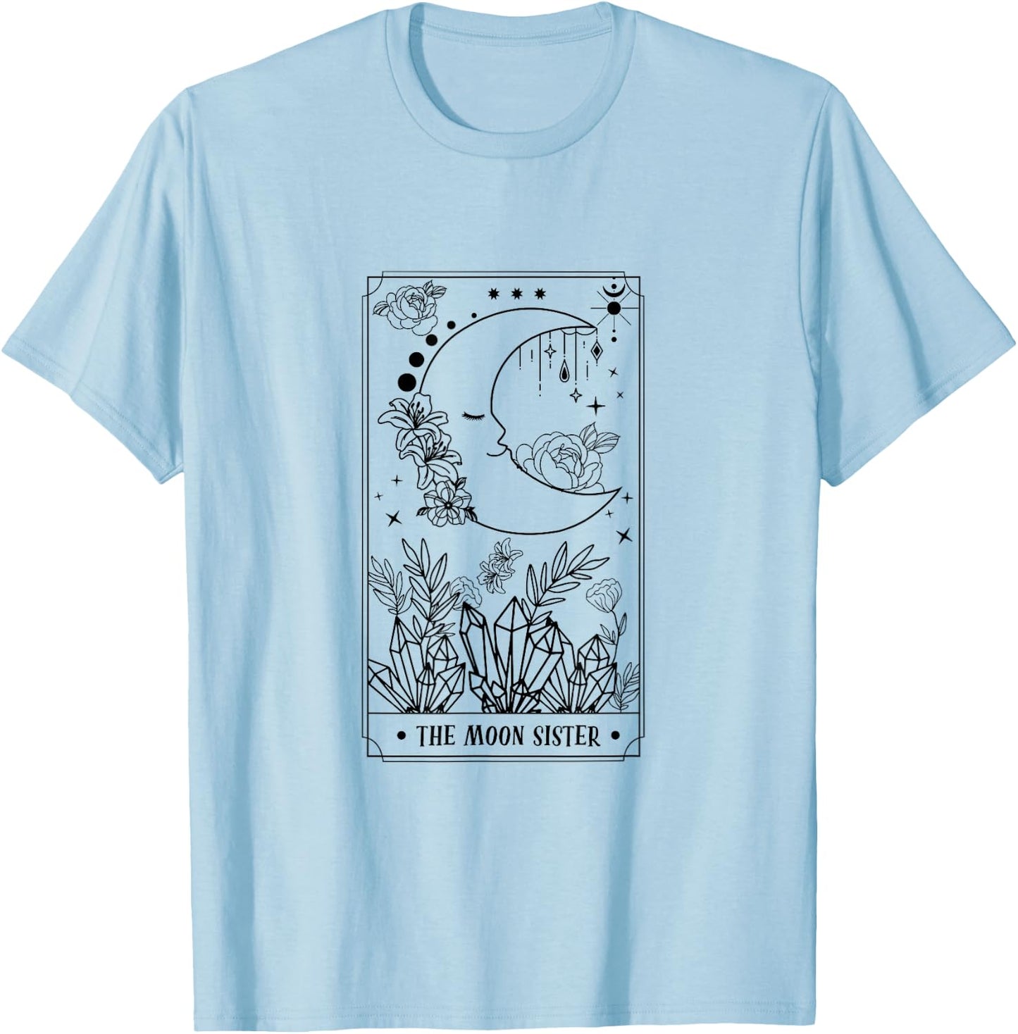 The Moon Sister Tarot Card Bridesmaids Boho Bachelorette T-Shirt - T-Shirt | Light Blue