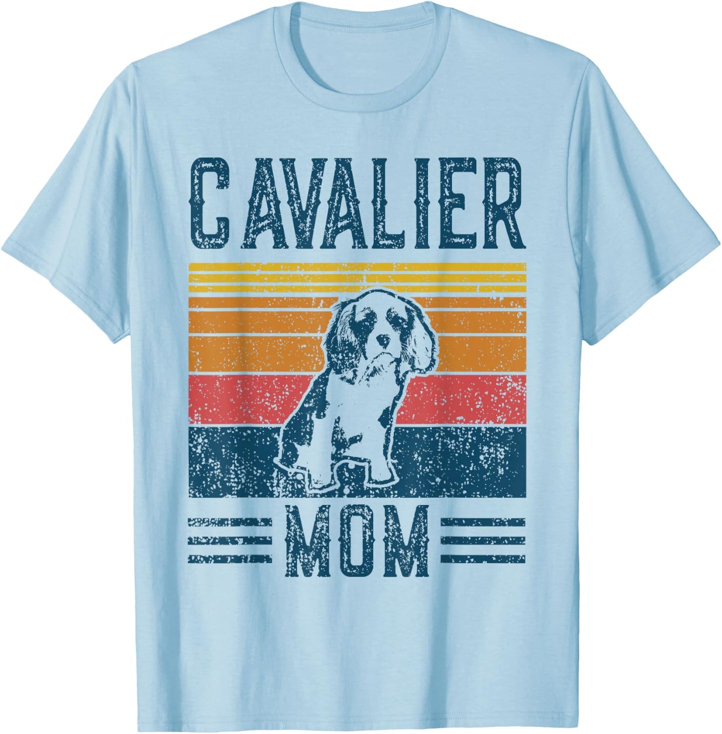 Dog Cavalier Mom - Vintage Cavalier Mom Small T-Shirt - T-Shirt | Light Blue