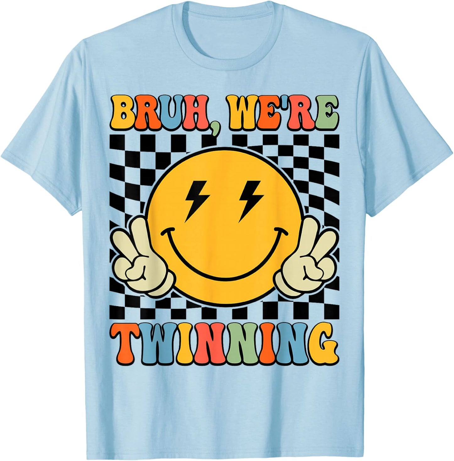 Bruh We're Twinning Retro Twin Day Spirit Week Boys Kids T-Shirt - T-Shirt | Light Blue