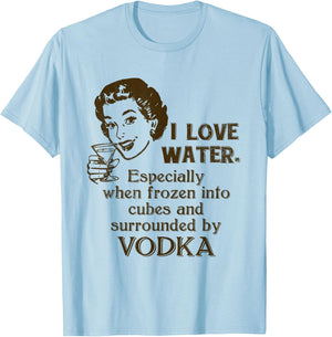 Vodka Lover Funny Hip Retro Novelty Graphic T Shirt T-Shirt - T-Shirt | Light Blue