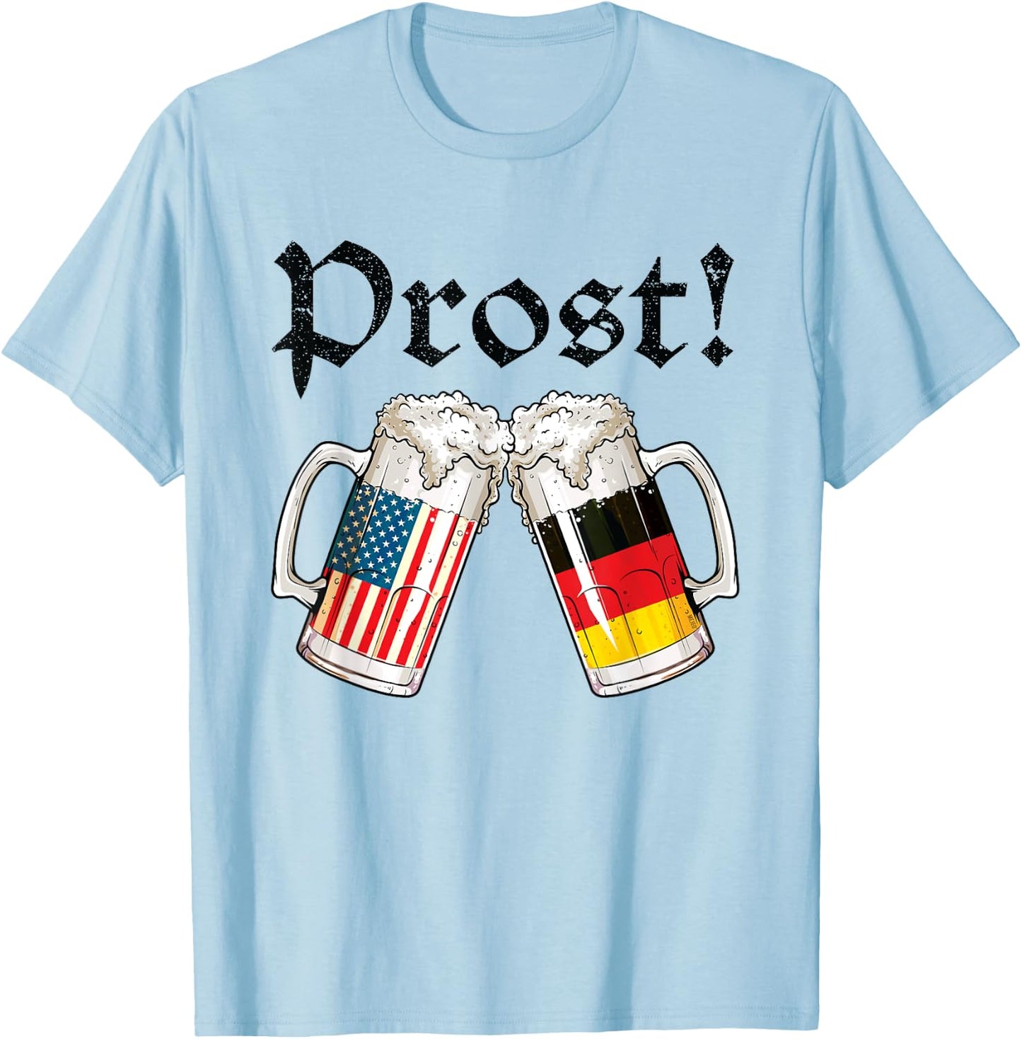 Oktoberfest Shirt American German Flag Beer Prost T-Shirt - T-Shirt | Light Blue