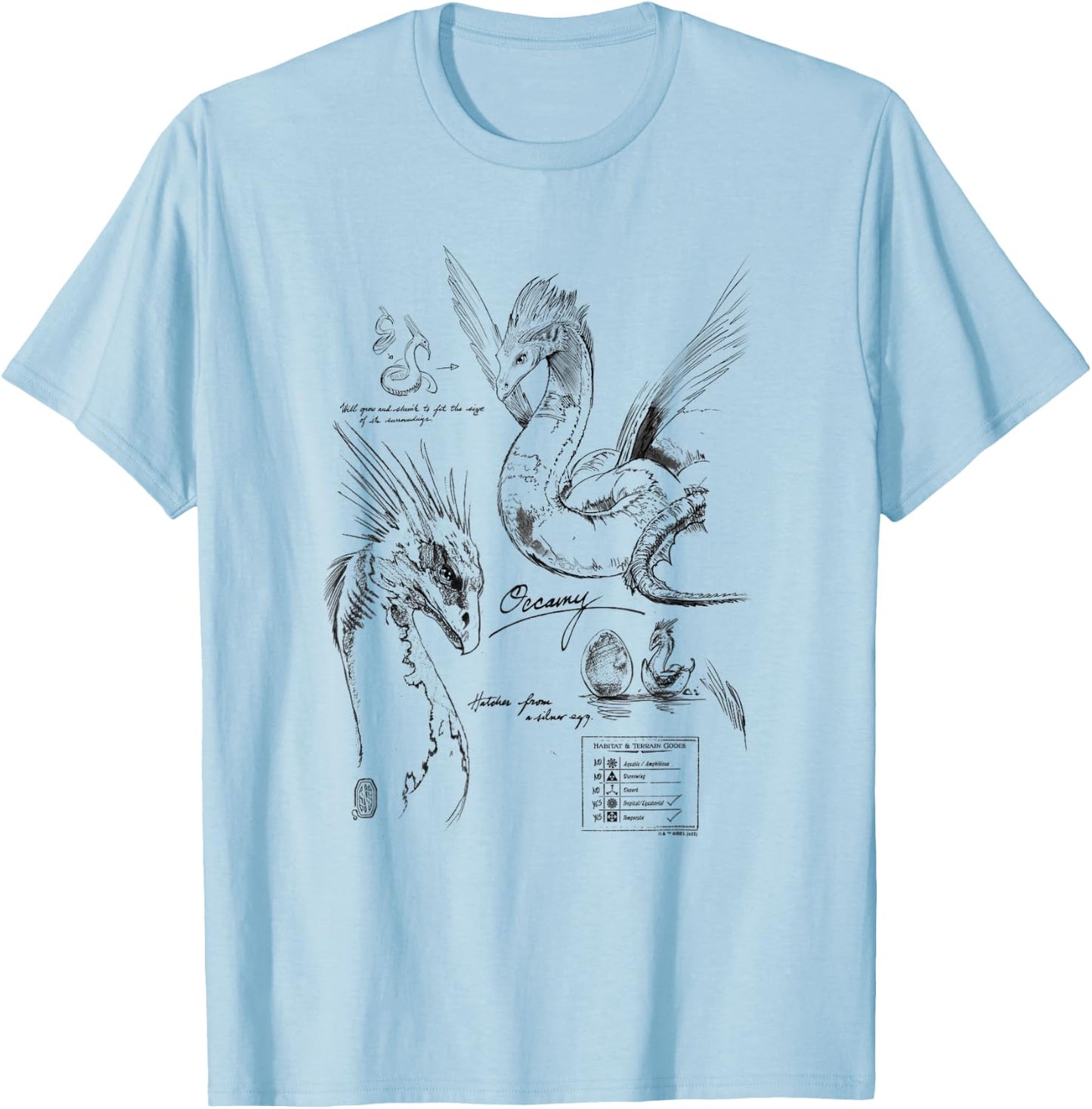 Fantastic Beasts Occamy Profile Poster T-Shirt - T-Shirt | Light Blue