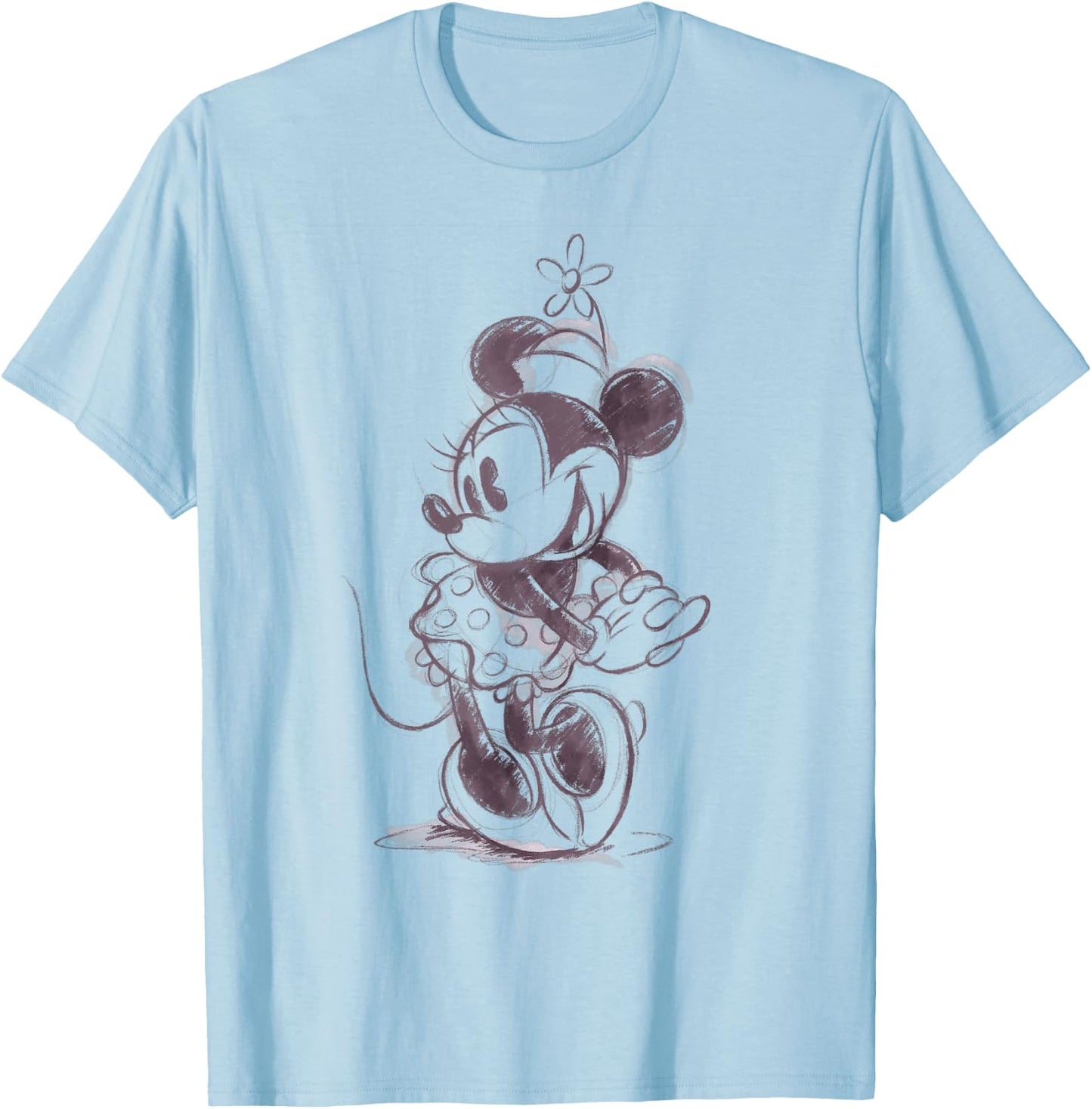 Disney Mickey and Friends Minnie Mouse Sketch Portrait T-Shirt - T-Shirt | Light Blue
