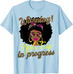 Girls Weekend Vacation Squad Warning Girls Trip In Progress T-Shirt - T-Shirt | Light Blue