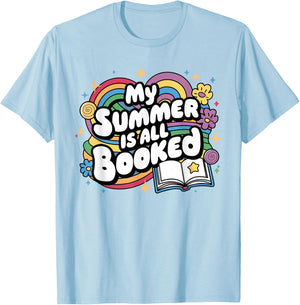 My Summer Is All Booked Book Reading Summer Reading T-Shirt - T-Shirt | Light Blue