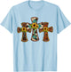 Western Cross Christian God Jesus Sunflower Cowhide T-Shirt - T-Shirt | Light Blue