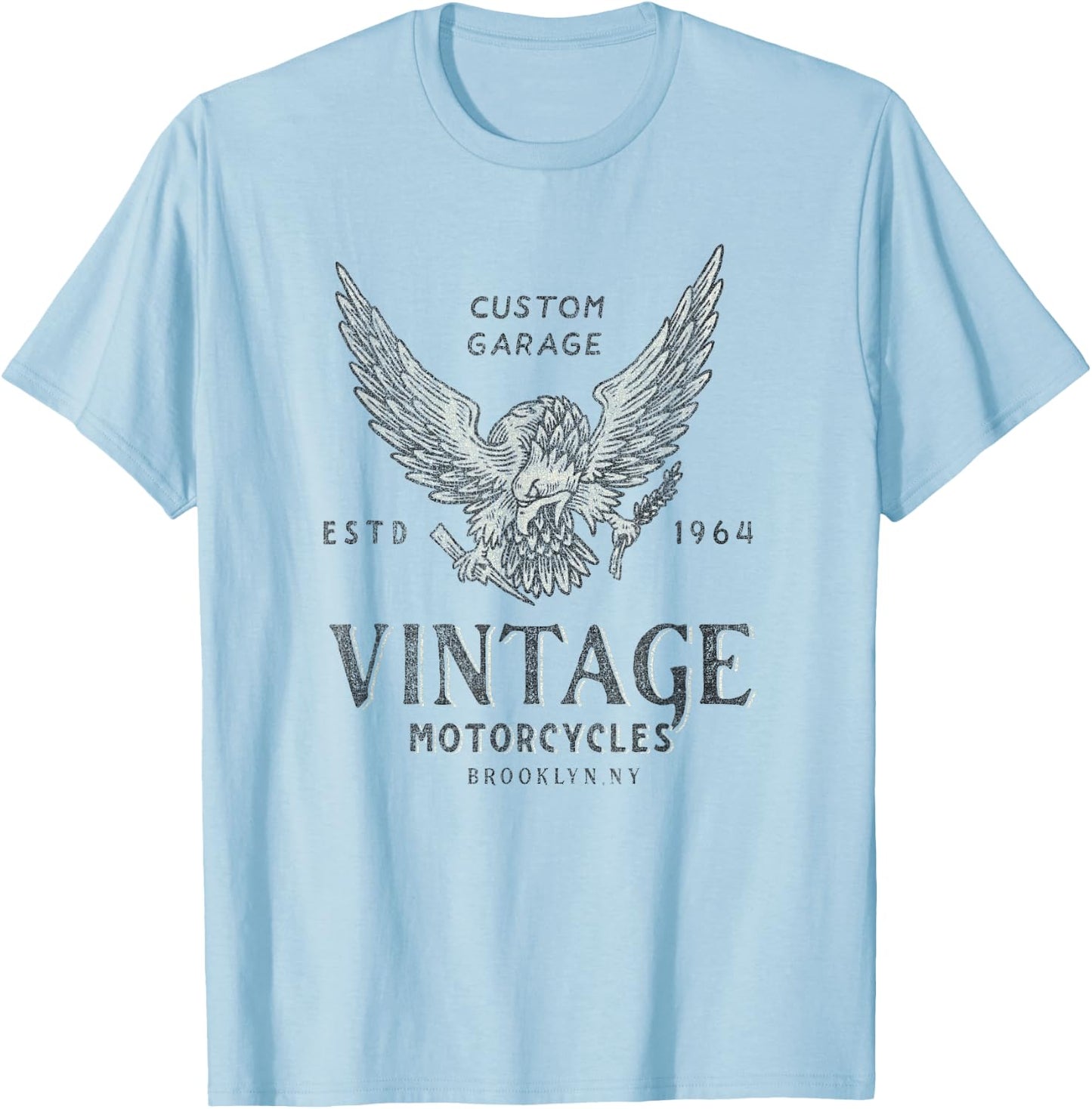 Trendy Vintage Motorcycles Brooklyn, NY Custom Garage T-Shirt - T-Shirt | Light Blue