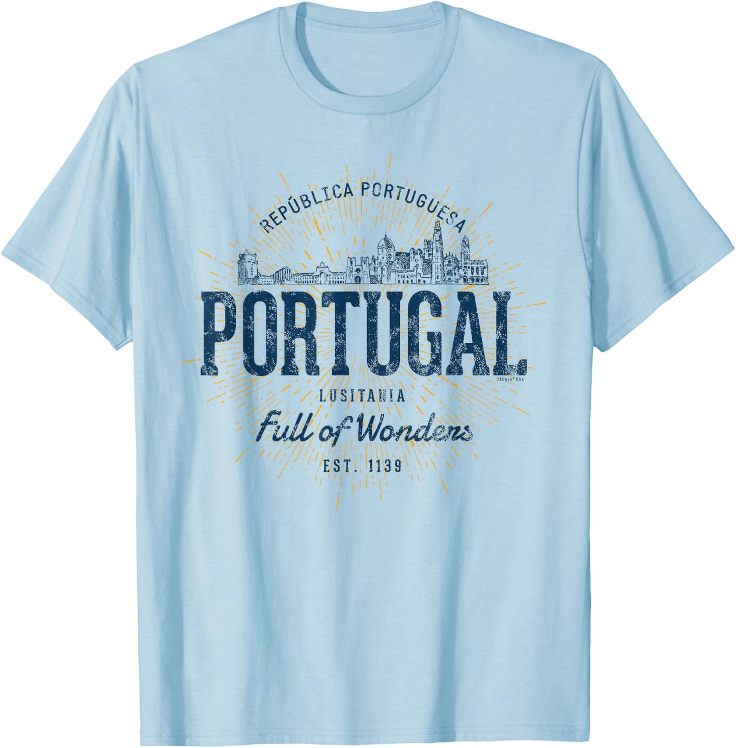 Retro Style Vintage Portugal T-Shirt - T-Shirt | Light Blue