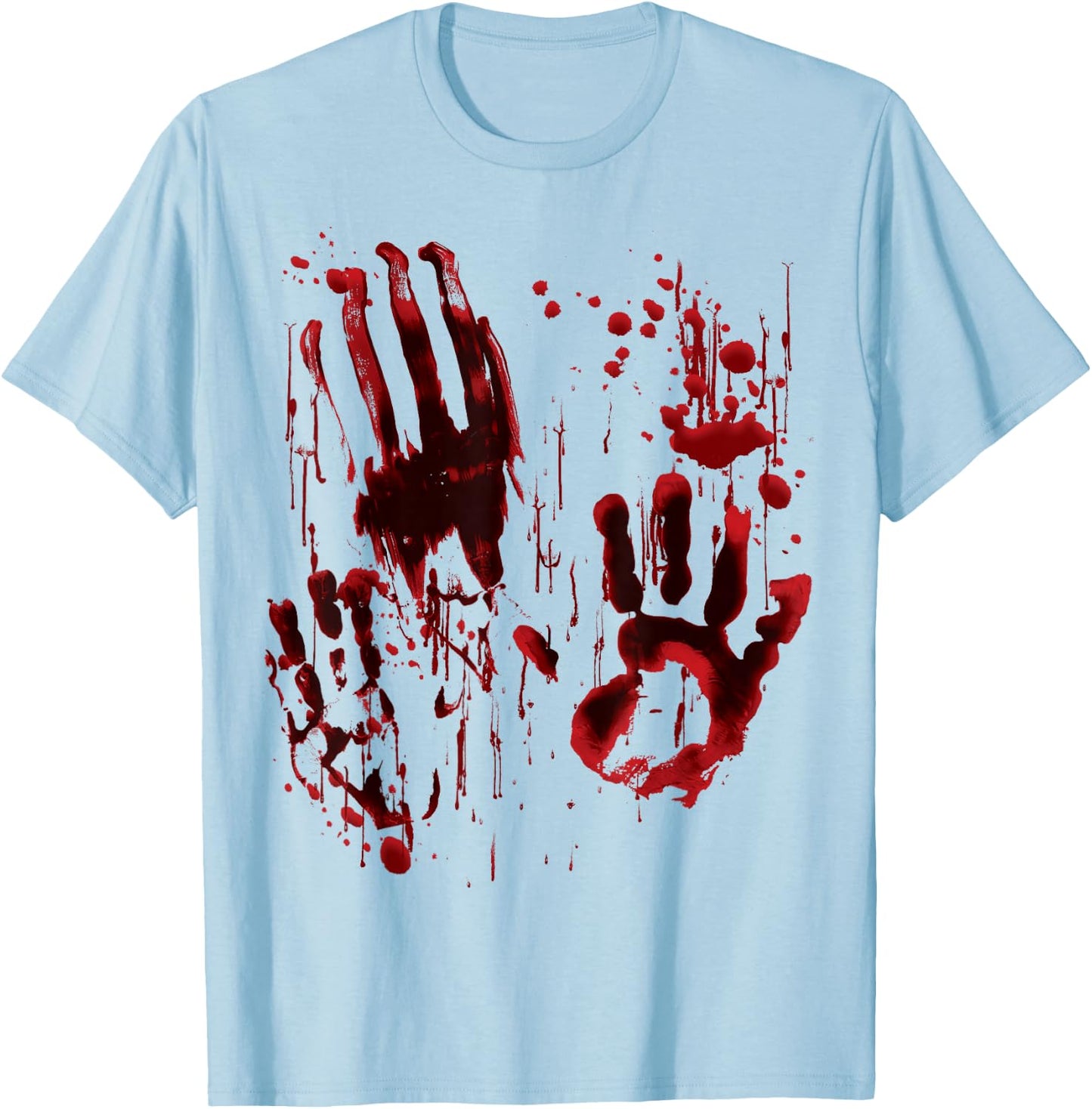 Blood Splatter Blood Stained Bloody Hand Print Zombie Horror T-Shirt - T-Shirt | Light Blue