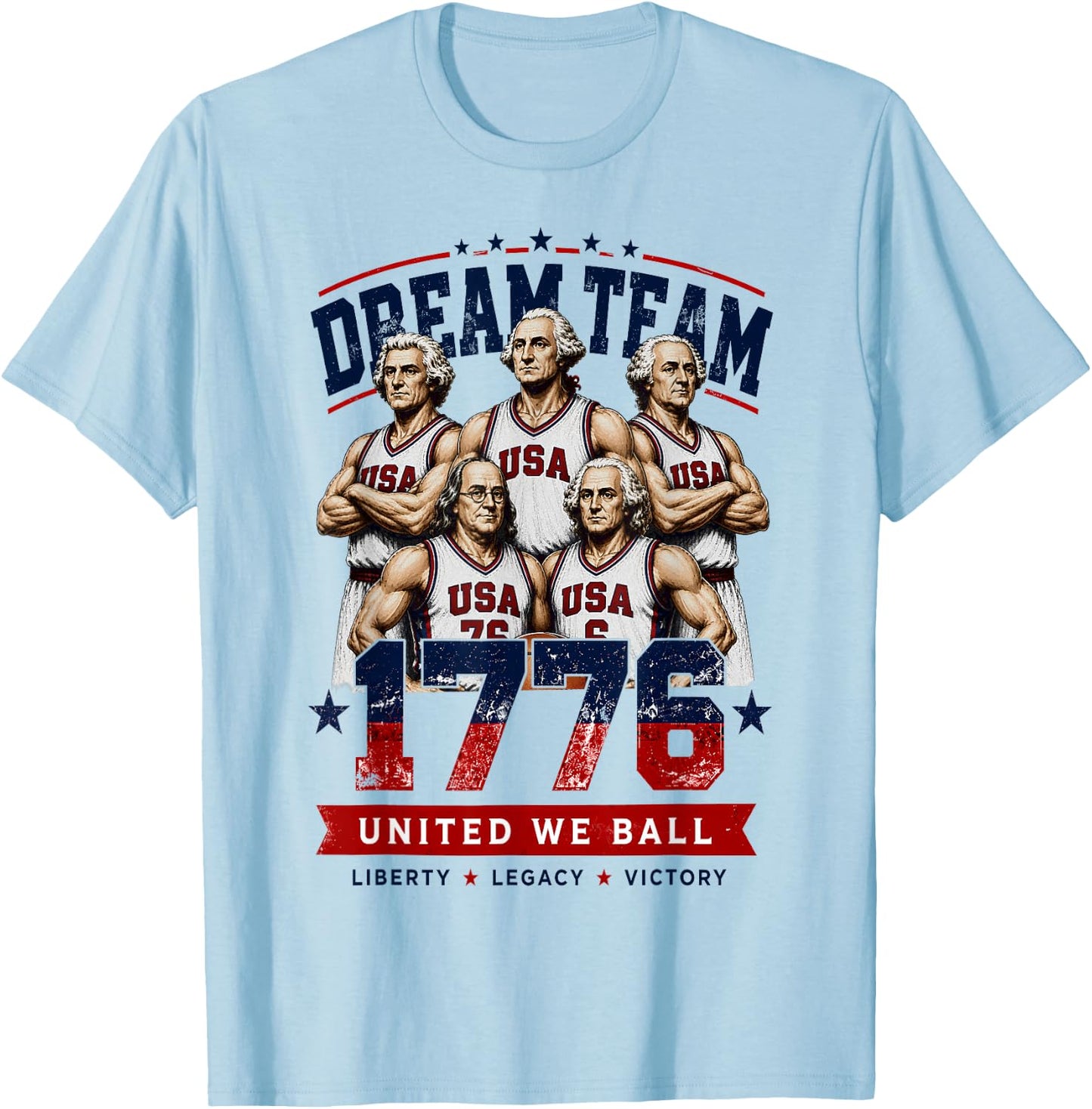 Dream Team 1776 Funny Founding Fathers Basketball 4th July T-Shirt - T-Shirt | Light Blue