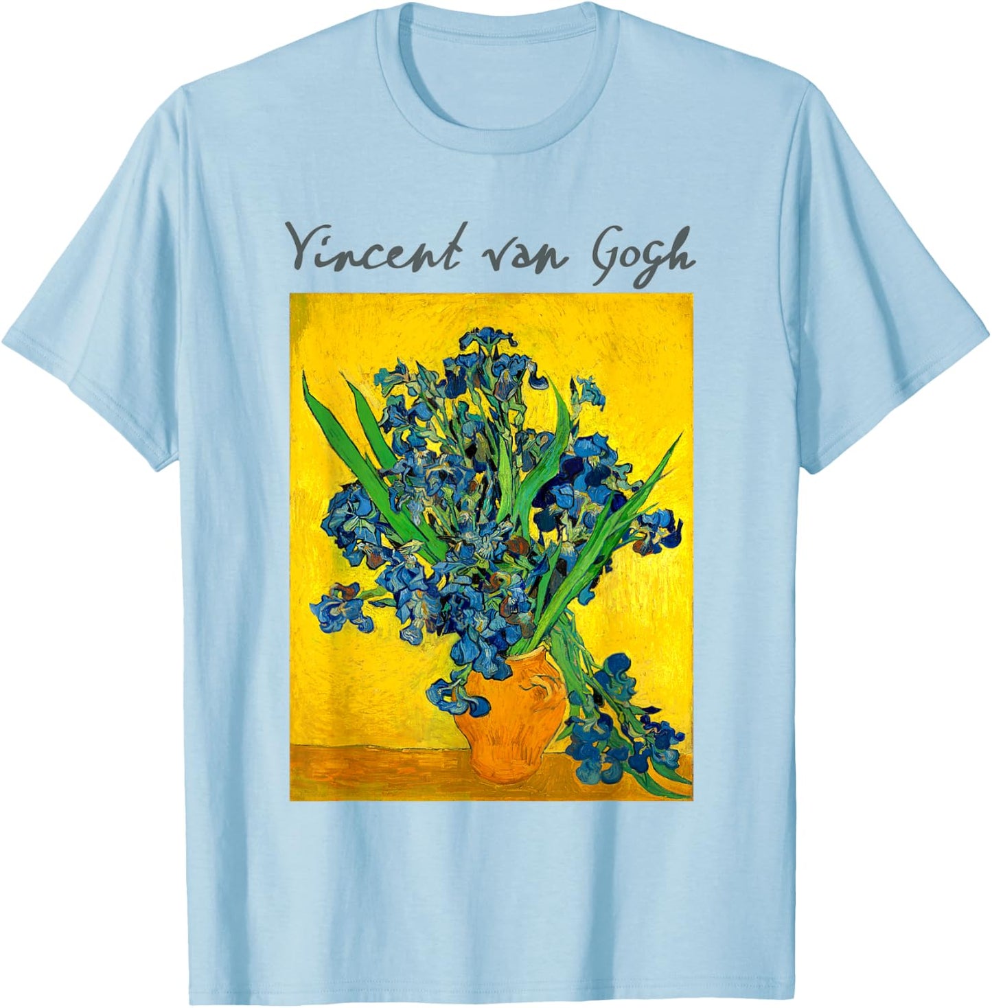 Famous Art Irises Painting Artist Van Gogh T-Shirt - T-Shirt | Light Blue