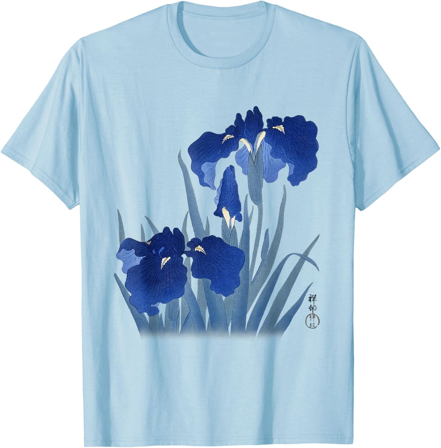 Japanese art print irises by Ohara Koson T-Shirt - T-Shirt | Light Blue